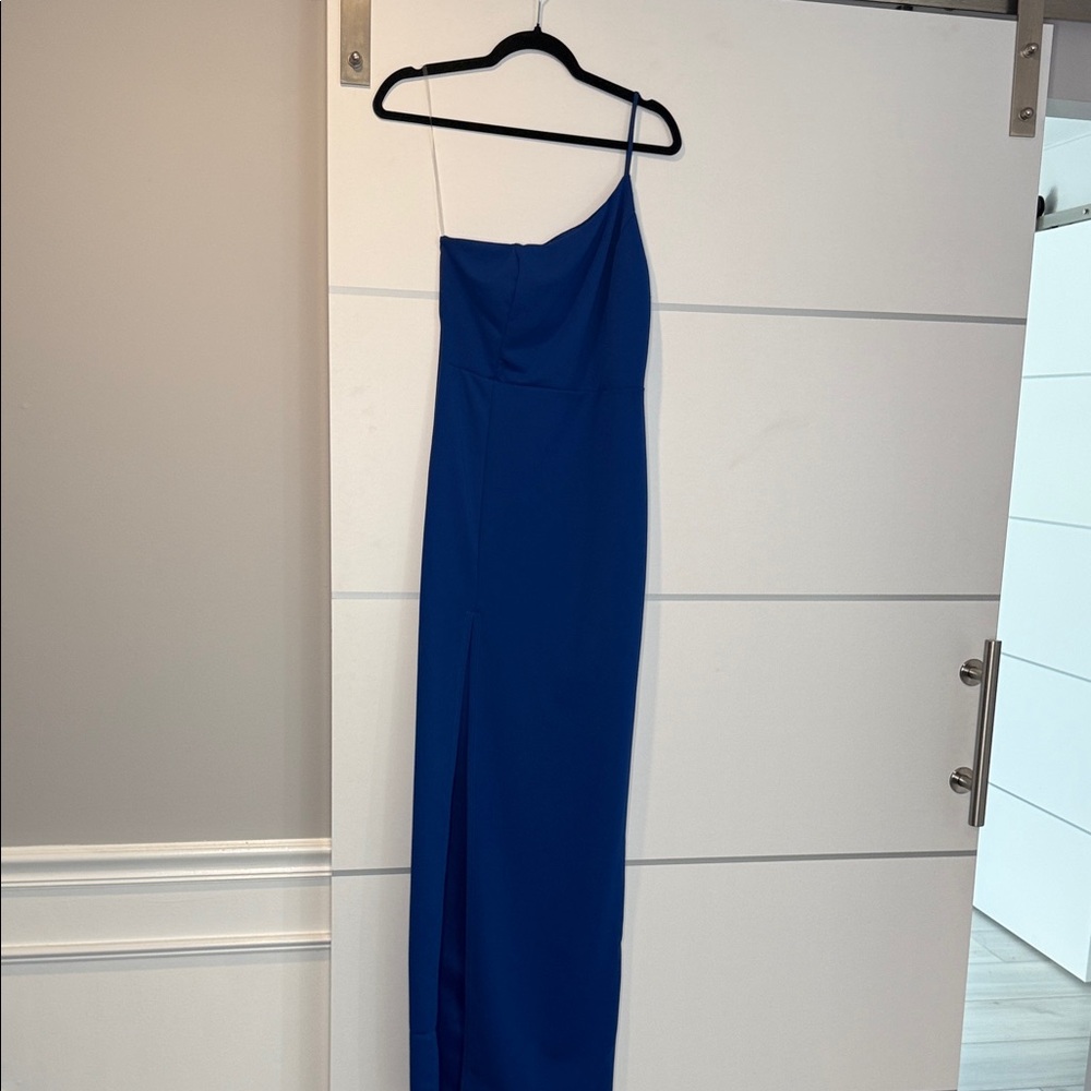 Blue One Shoulder Dress in Royal Blue NWT Size Large but runs like a 10/12